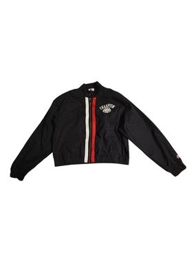 Champion Black Windbreaker with Red & White Center Stripes